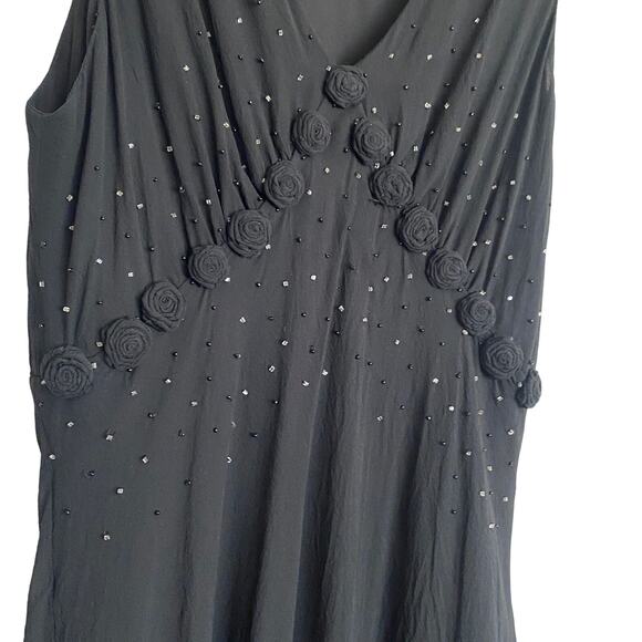 Vintage Karen Kane Silk Black Midi Dress Whimsigoth, Fairy, Witchy M 100% Silk - Picture 4 of 8